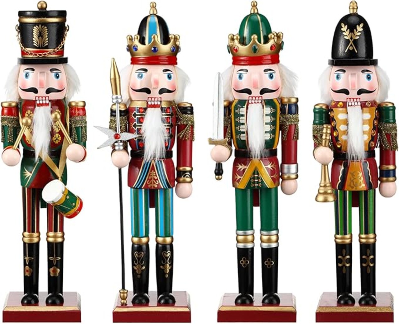 4PCS 12 inch Christmas Nutcrackers Ornaments Set Nutcracker Figures Holiday Party Tabletop Christmas Decor Nutcracker Soldier Figure Decoration Crafts Art for Christmas Decor